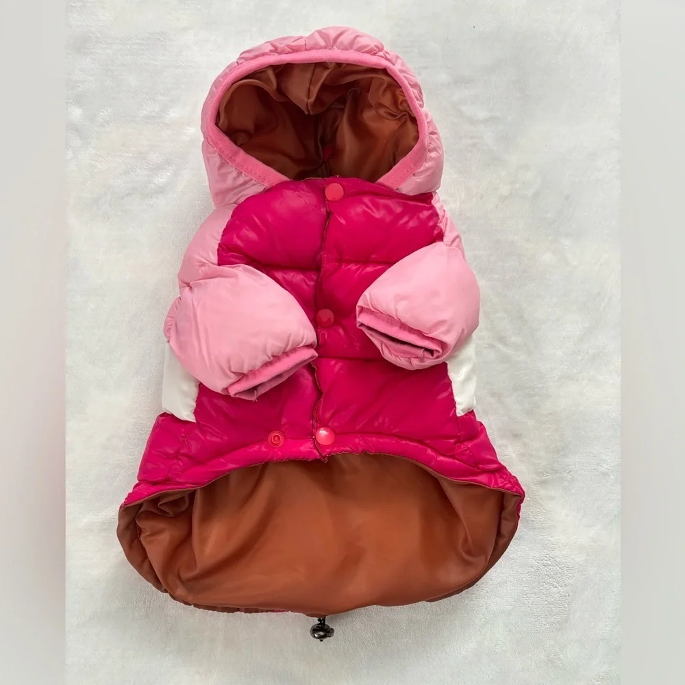 Kids Store Club Pink Ombre Dog Puffer Jacket Coat Size 14 Warm WinterHooded Vest